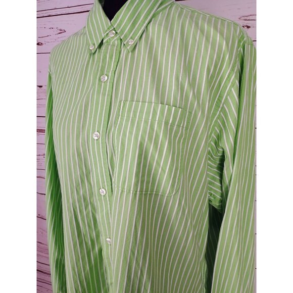 Duck Head Jeans Company XXL Athletic Fit Green White Stripe Button Up Dress Shir - Picture 6 of 7